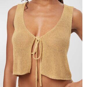 NWT WeWorewhat | Knit Tie Front Crop Top in Desert | Sz Small